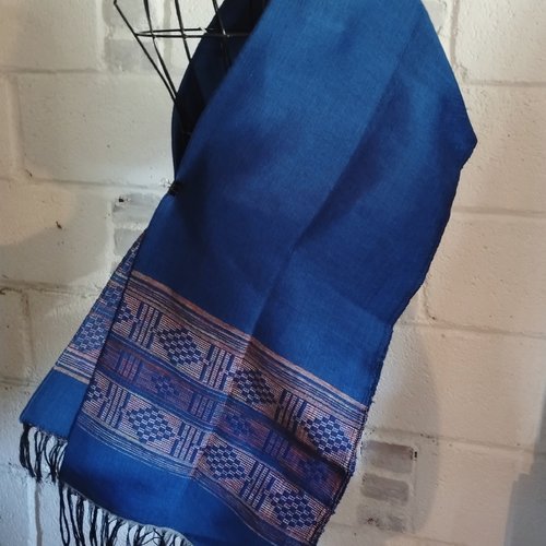 pañuelo Tejido Pagne tissé. Color: azul. Marca: Alsahih.