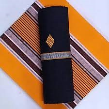 Pagne tissé azul/naranja.